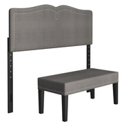 WorldwideWW Aurora 54"60" Adj. Headboard with Bench in Grey
