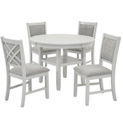 SAMUEL-5PC DINING SET-WHITEWASH