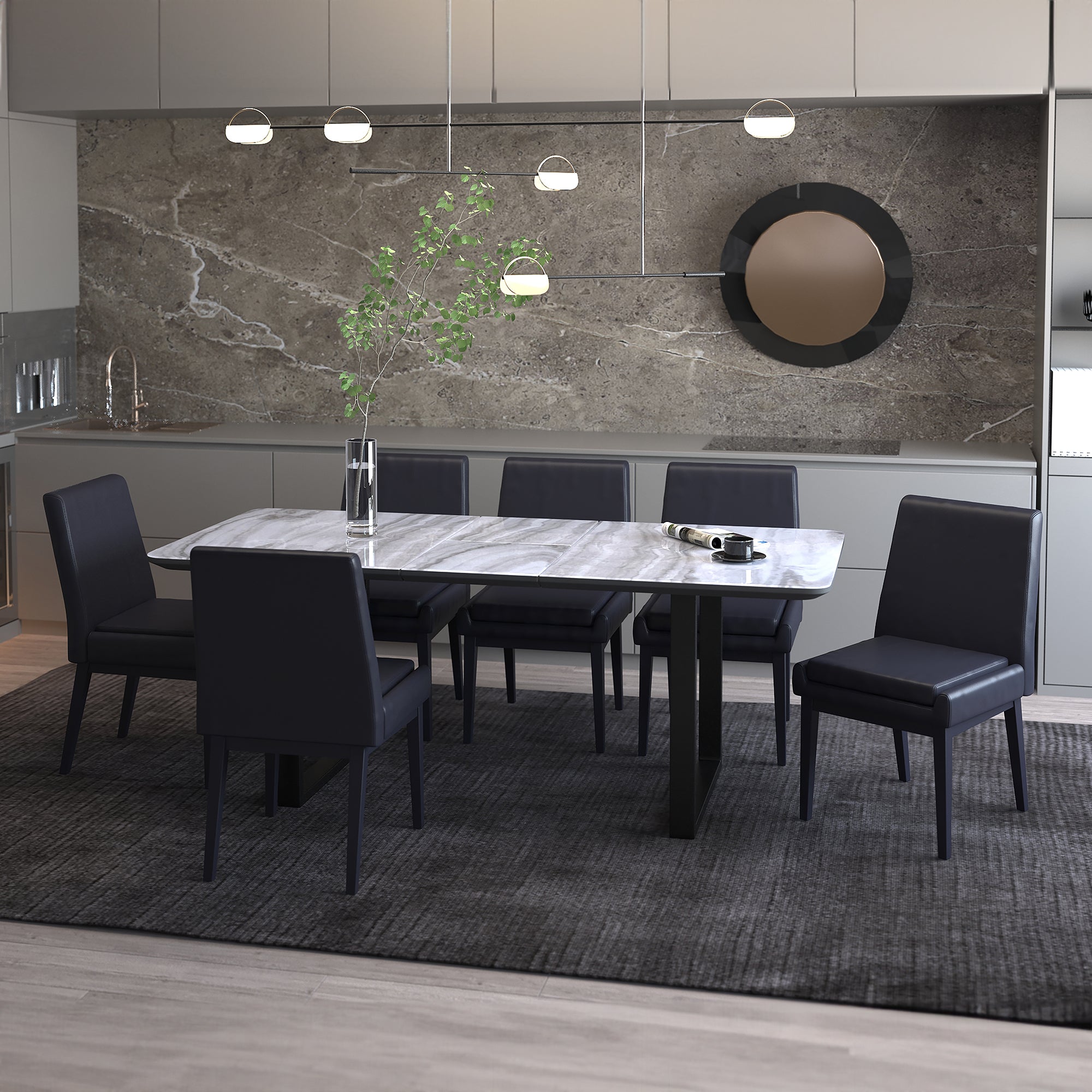 GAVIN_CORTEZ BLK_BK-7PC DINING SET