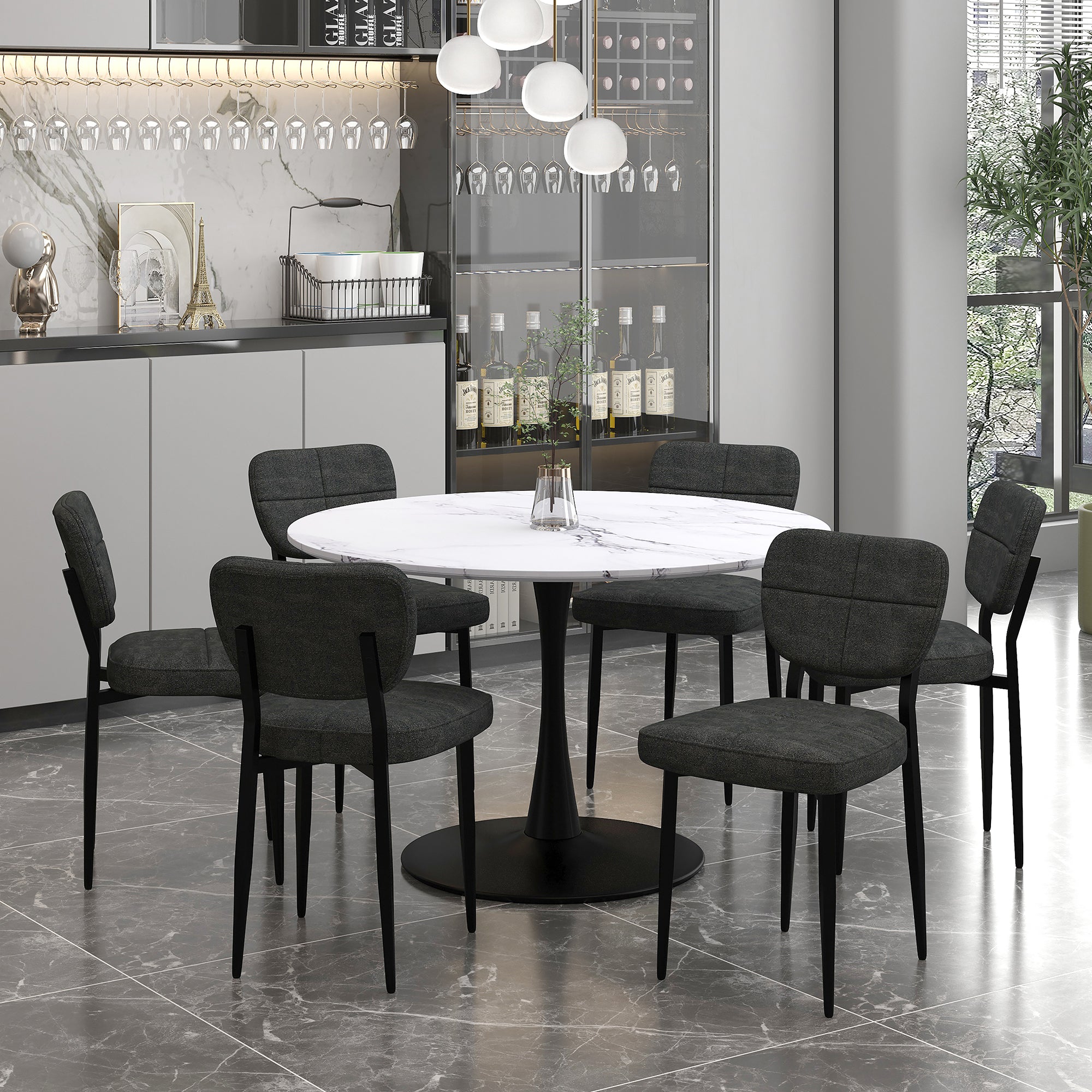 ZILO LARGE BK_ZEKE CH-7PC DINING SET