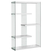 MonarchMonarch - BOOKCASE - 60"H / GLOSSY WHITE WITH TEMPERED GLASS
