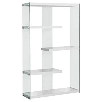 MonarchMonarch - BOOKCASE - 60"H / GLOSSY WHITE WITH TEMPERED GLASS