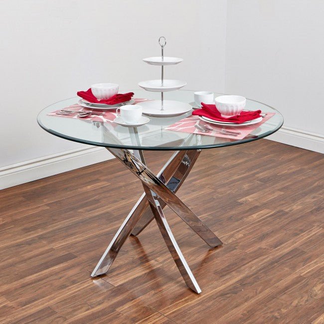 XcellaXC - Bradford Carol Glass Dining Table (Clear/Silver)