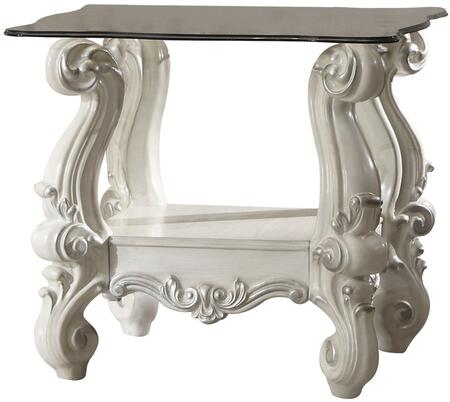 ACMEVersailles 82104 End Table In Bone White &amp; Clear Glass