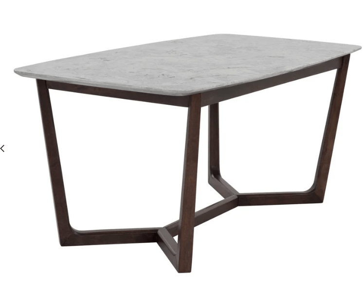 Sunpansunpan 70.5" Dining Table in Grey Faux Marble &amp; Dark Brown Wood