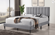TitusTT T2107 Grey Linen Platform Bead With Adjustable Headboard