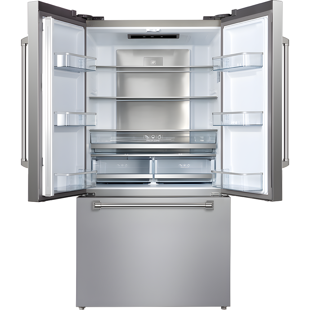Yukon 36" Counter-Depth Stainless Steel French-Door Refrigerator with Bottom-Freezer