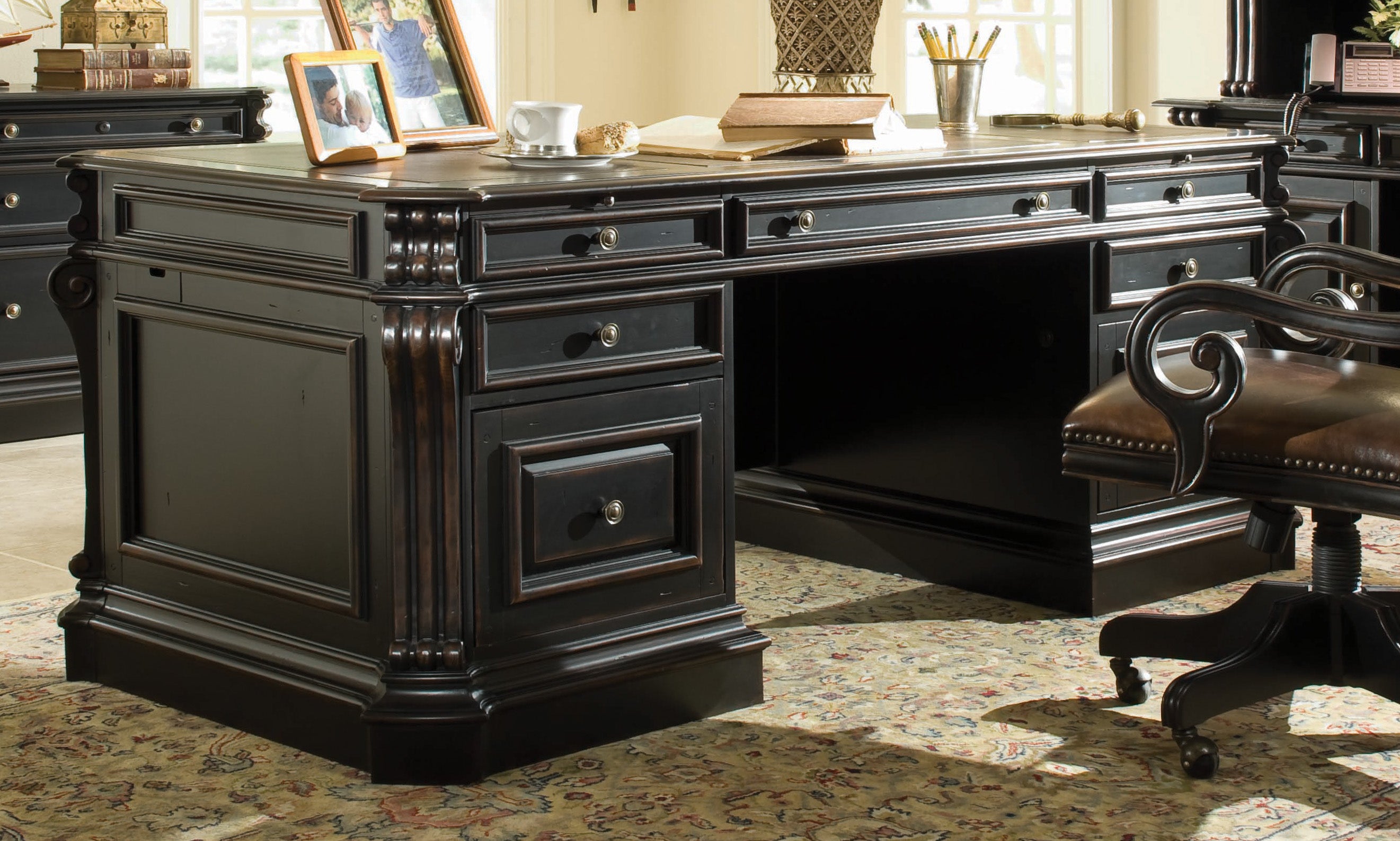 Telluride 76'' Executive Desk withWood Panels