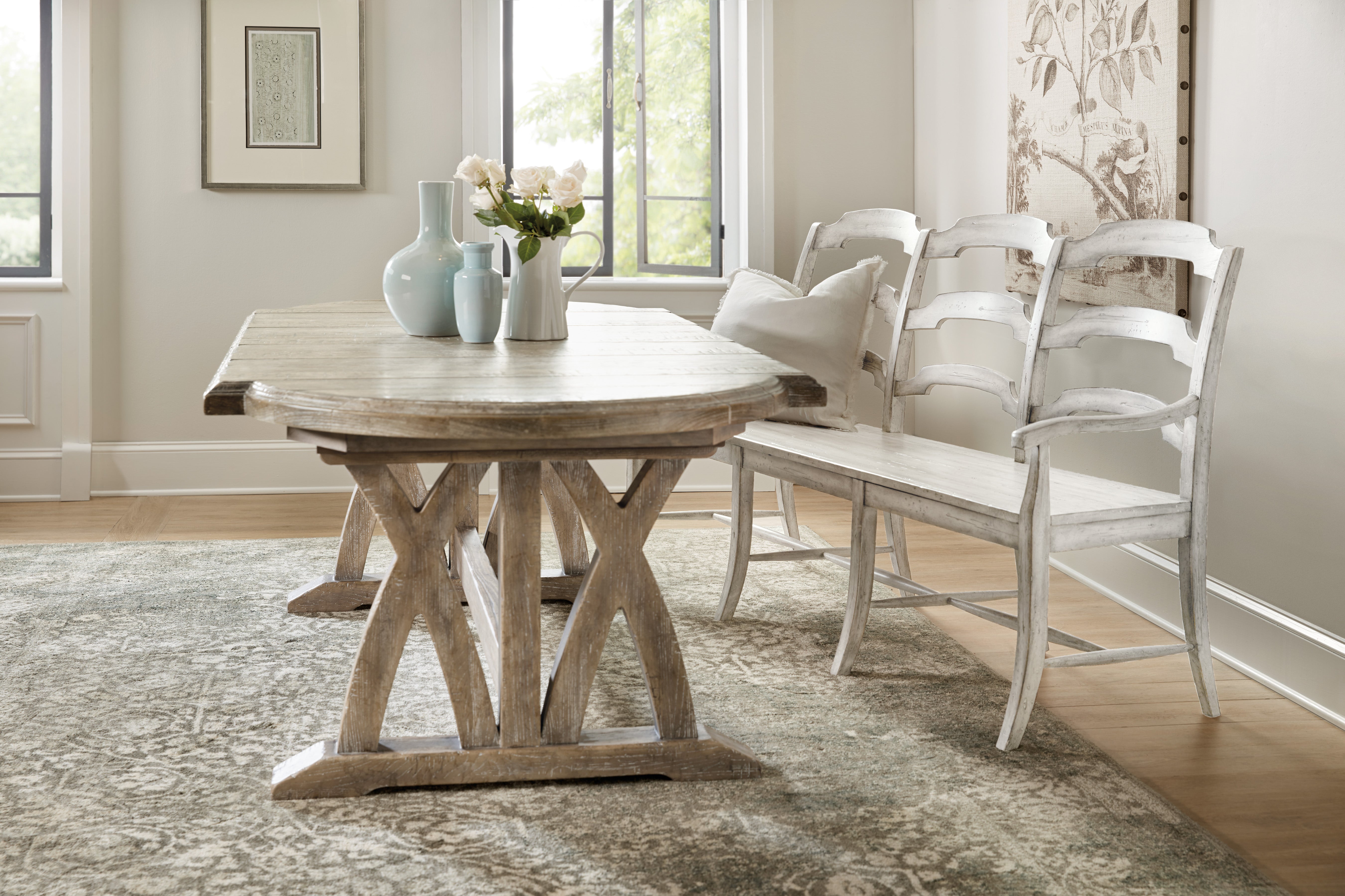 Boheme Colibri 88in Trestle Dining Table with 1-20in Leaf