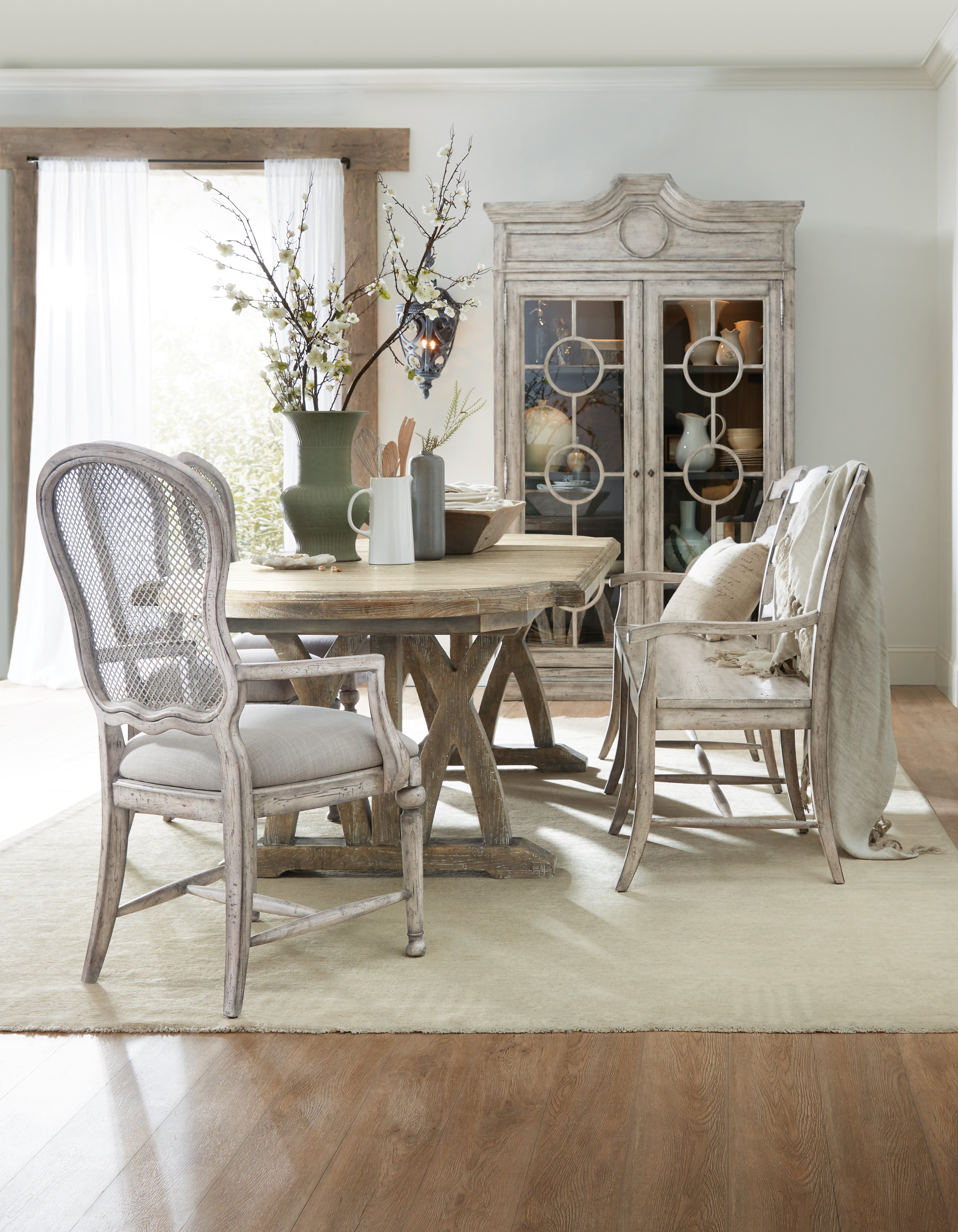 Boheme Colibri 88in Trestle Dining Table with 1-20in Leaf